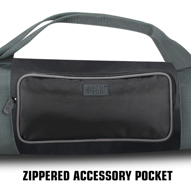 USA Gear Padded Tripod Case Bag - Holds Tripods from 21 to 35 inches - Adjustable Size Extension, Storage Pocket and Shoulder Strap for Professional Camera Accessories and Photo Carrying Needs Black and Grey
