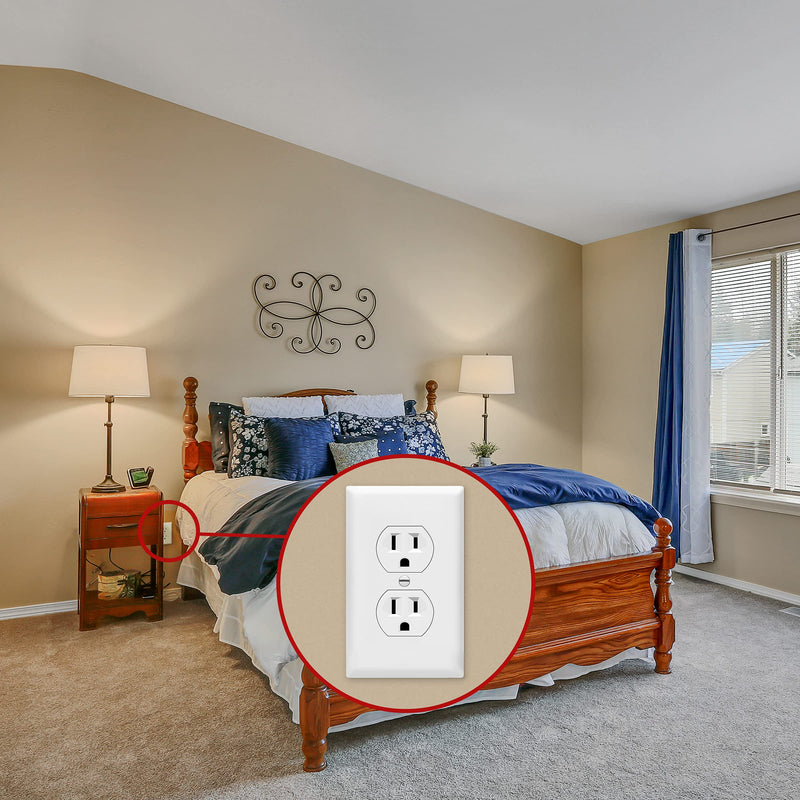 ENERLITES Duplex Receptacle Outlet, Residential Grade Electrical Wall Outlets, 15A 125V, Self-Grounding, 3-Wire, 2-Pole, UL Listed, 61580-W-10PCS, White (10 Pack) None Tamper Resistant