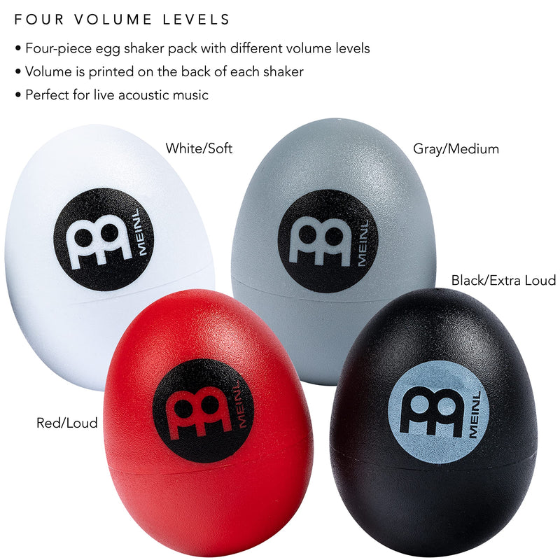 [AUSTRALIA] - Meinl Set Egg Shaker Pack (4 Pieces) for All Musicians with Soft to Extra Loud Volume Levels — NOT Made in China — Durable All-Weather Synthetic Shells, 2-Year Warranty (ES 