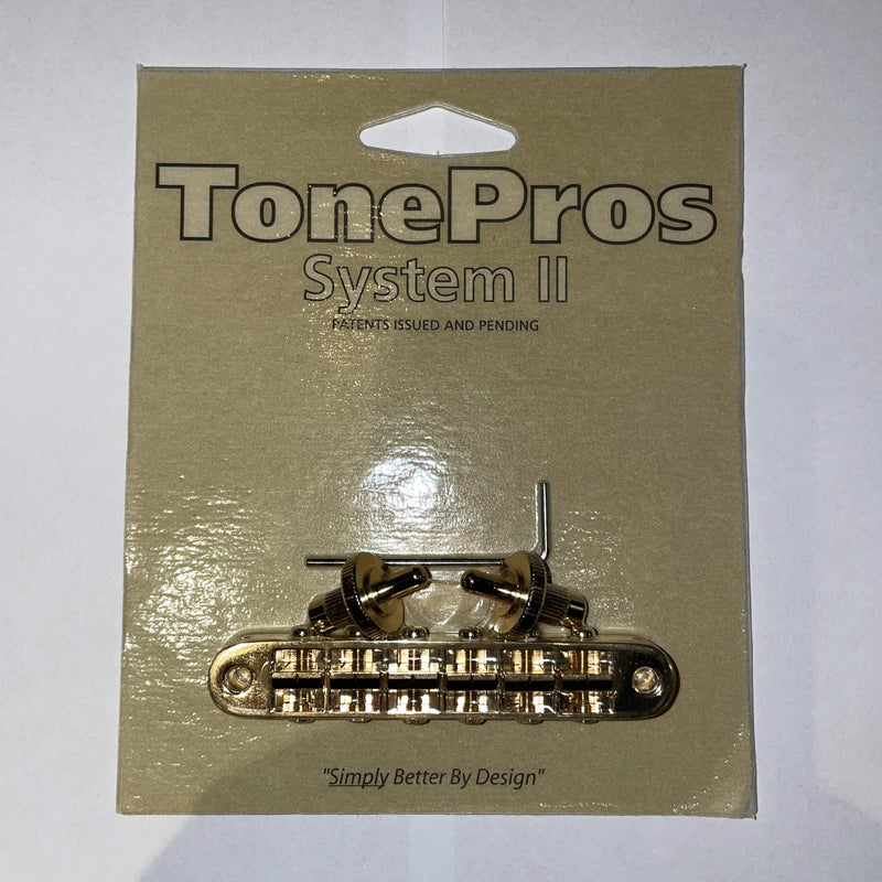 TonePros Locking Tune-o-matic (small posts) Notched Saddles Gold