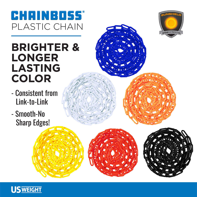 US Weight (Made in USA) 2" x 25' Black Plastic Safety Chain ft. SunShield UV Resistant Technology 25 ft