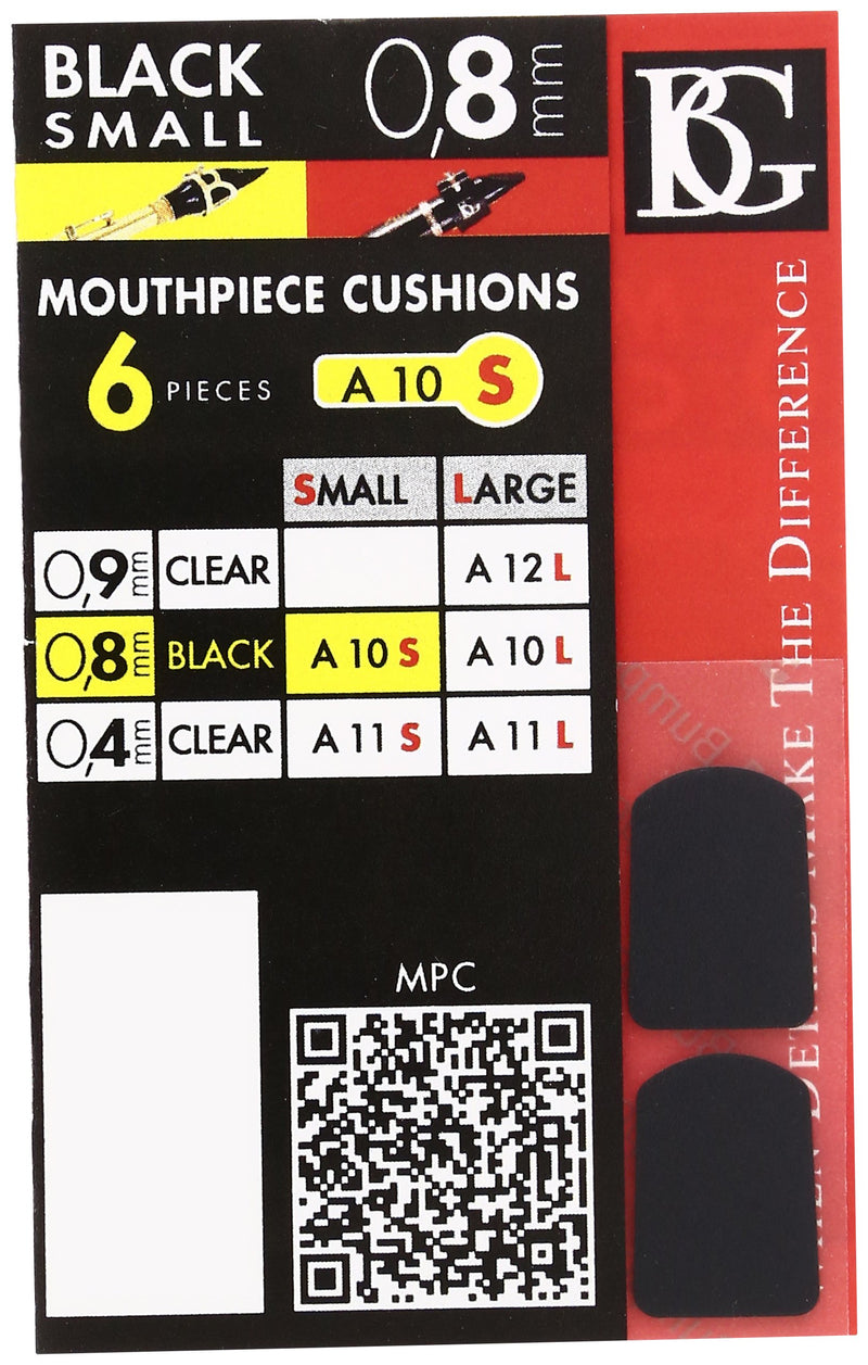 BG A10S Small Mouthpiece Cushion - Black, 6 Pack