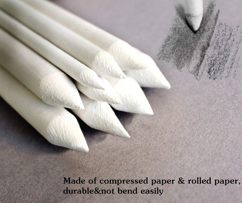 Norocme 12 PCS Blending Stumps and Tortillions Paper Art Blenders with Sandpaper Pencil Sharpener Pointer for Student Artist Charcoal Sketch Drawing Tools