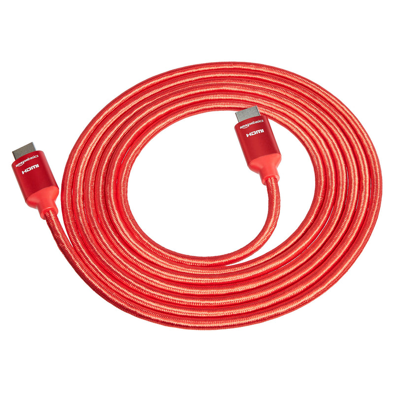 Amazon Basics 10.2 Gbps High-Speed 4K HDMI Cable with Braided Cord, 10-Foot, Red