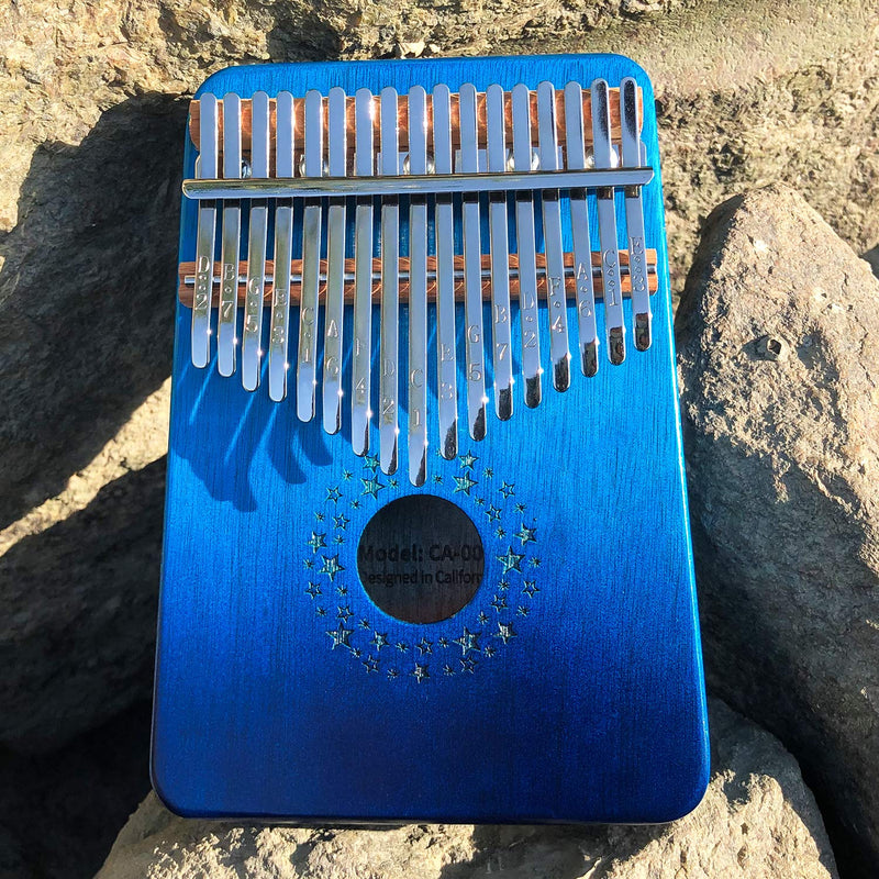 Kalimba 17 Keys Thumb Piano Musical Instrument Gradient Blue Star Sky, Mbira Hand Piano Gifts for Kids and Adults Beginners