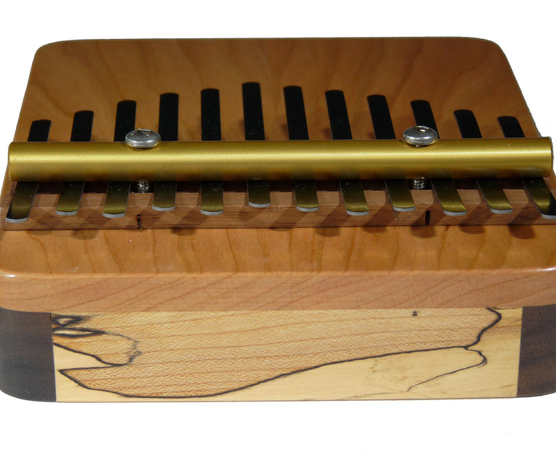 Zither Heaven Artisan Triple Wood 12 Note Thumb Piano in Cherry, Blackwalnut and Spalted Maple made in the USA