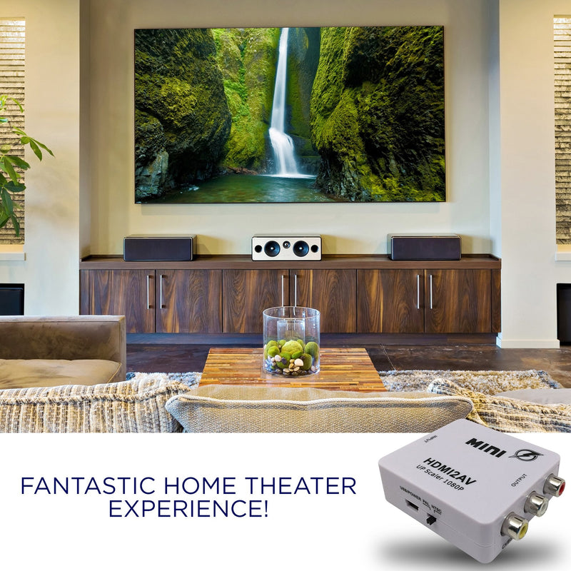 1080P HDMI to AV 3RCA CVBs Composite Video Audio Converter Adapter Supporting PAL/NTSC with USB Charge Cable for PC Laptop Xbox PS4 PS3 TV STB VHS VCR Camera DVD