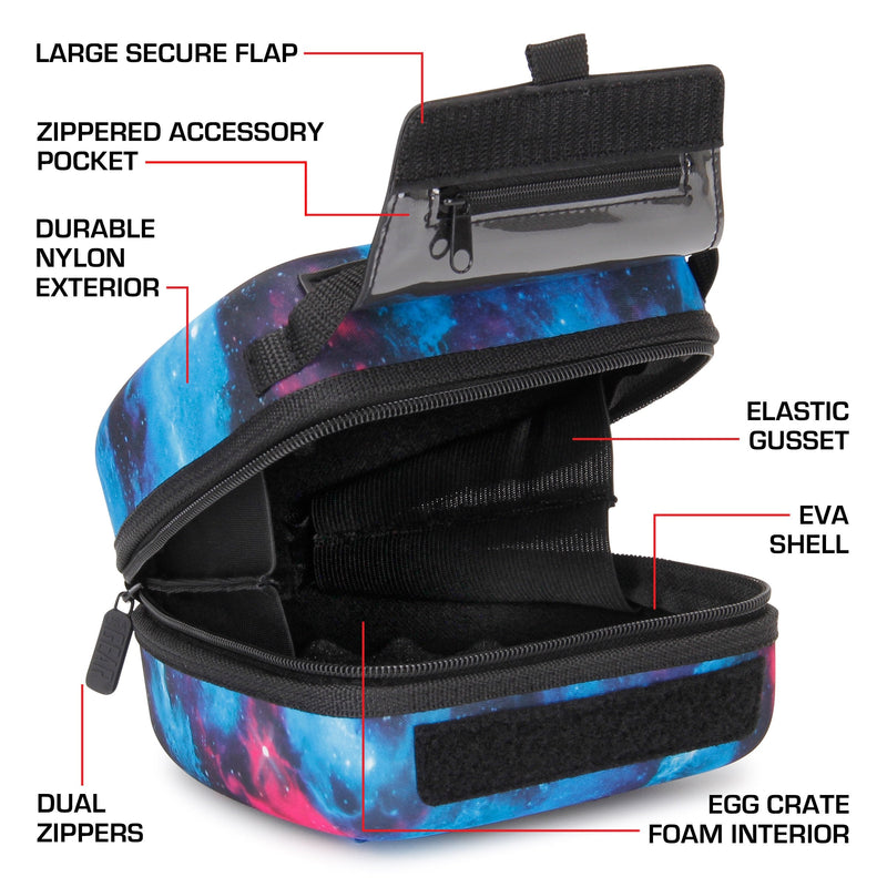 USA GEAR Hard Shell DSLR Camera Case (Galaxy) with Molded EVA Protection, Quick Access Opening, Padded Interior and Rubber Coated Handle-Compatible with Nikon, Canon, Pentax, Olympus and More Galaxy - Standard