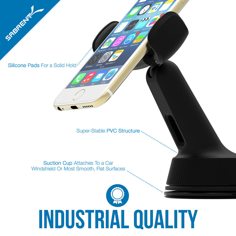 The Sabrent - CM-SPHB Is a Universal Car Window/Dash Mount Holder for Most Smartphones Devices