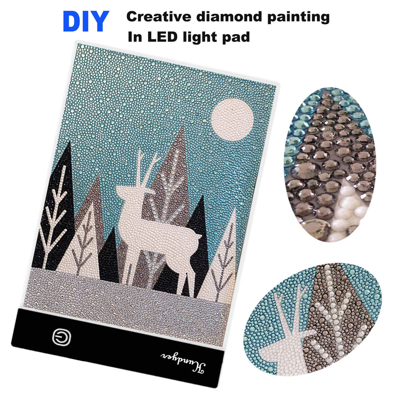 Hundyer A5 Three-Level Dimming LED Light Pad for Diamond Painting Writing Painting Dimmable Tracing Board Copy for Kids Gifts