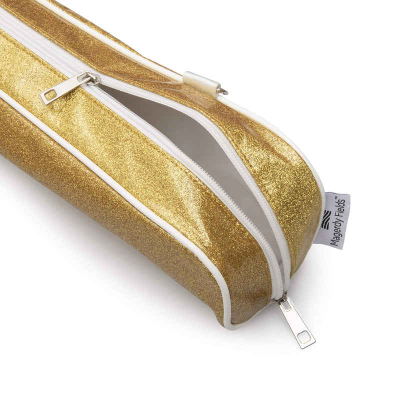 Magerdy Fields Twirling Baton and Marching Band Bag Case - Includes Shoulder Strap - 30 Inch Sparkle Case - Gold