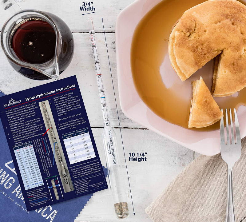 Maple Syrup Hydrometer Density Meter for Sugar and Moisture Content Measurement for Consistently Delicious Pure Syrup – Made in America - BRIX & Baume Scales - Easy Read Red Line Calibrated