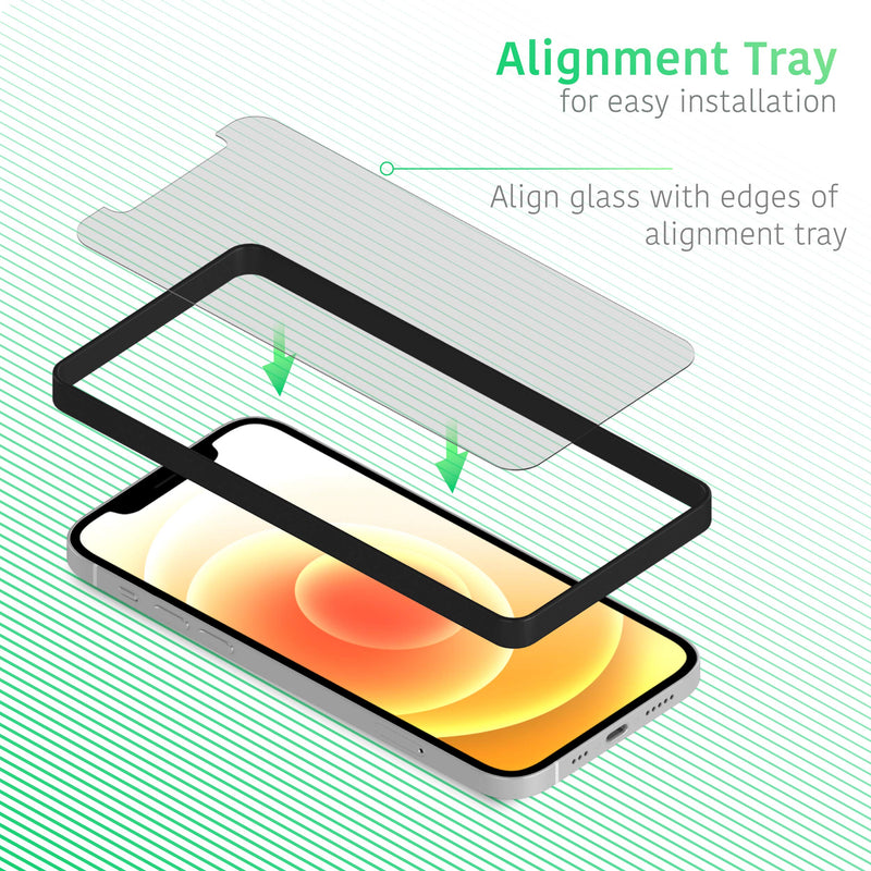 TalkWorks iPhone 12 Mini Screen Protector (3 Pack) Installation Tray, Premium Tempered Glass Film Durable 0.33mm 9H Hardness, Case Compatible, Smudge, Scratch, Crack, Shatter Proof, HD Touch Clarity