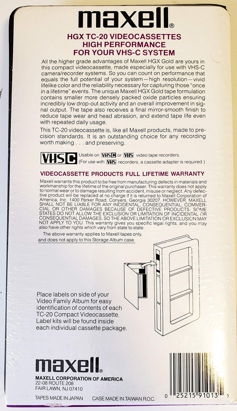 Maxell VHS-C 3 Pack HGX-Gold TC-20's