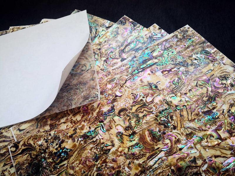 [AUSTRALIA] - Pure Paua Abalone Shell Sheet for Inlay and Overlay with Backside Tape (9.4" x 5.5" x 0.007") 