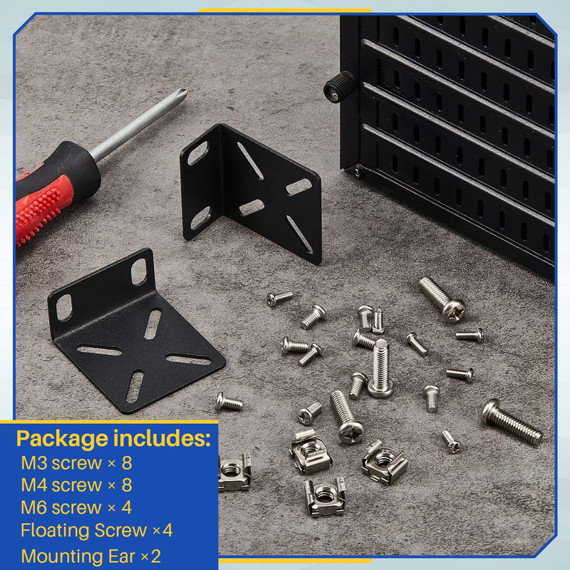 Pelopy Rack Mount Kit Compatible with 17.3 Inch Wide Switches, Adjustable Rack Ears Universal Rack Mount Brackets Compatible with Netgear/Buffalo Tech/Dell/D-Link/Linksys/TRENDnet Products