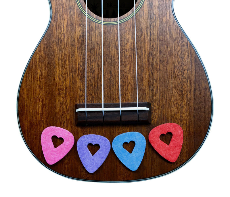 BoloPick Felt Ukulele Picks, with Easy to Hold Heart Shape Cutout, 8 Pack, Multi Original