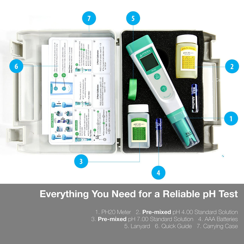 APERA INSTRUMENTS AI209 Value Series PH20 Waterproof pH Tester Kit, ±0.1 pH Accuracy Regular Kit