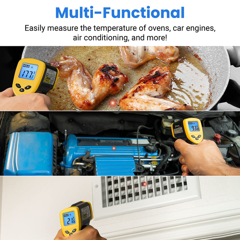 [AUSTRALIA] - Etekcity Infrared Thermometer 1080, Heat Temperature Temp Gun for Cooking, Laser IR Surface Tool for Pizza Oven, Meat, Griddle, Grill, HVAC, Engine, Accessories, -58°F to 1022°F, Yellow Lasergrip 1080 