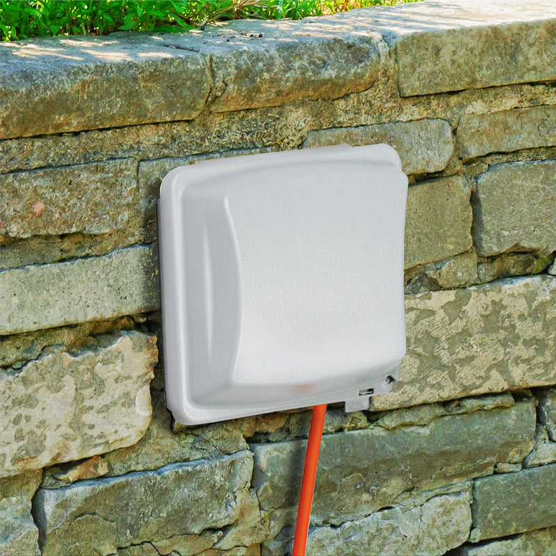 TayMac MM2410G 2.75-in. Deep Outdoor Box, UFAST 55-in-1, Rated NEMA 3R 2-Gang Weatherproof In-Use Electrical Outlet Cover for Home Improvement, Gray