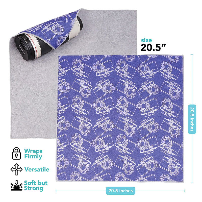 [AUSTRALIA] - Foto&Tech Flexible Magic Cloth Wrapper, Anti-Scratch Camera Lens Wrap Travel Case, Compatible with DSLR Camera Lenses Laptop Smartphone Tablet Gaming Consoles (20.75 x 20.75 Inch, Navy Blue Camo) 20.75 x 20.75 Inch 