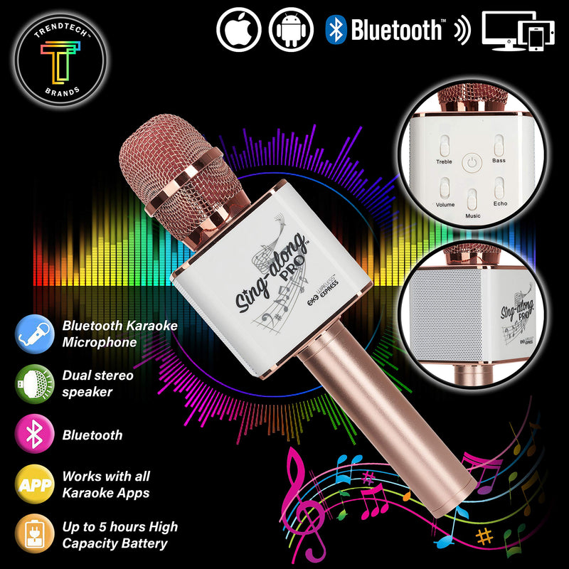 [AUSTRALIA] - Sing-along PRO Bluetooth Karaoke Microphone and Bluetooth Stereo Speaker All-in-one (Rose Gold) Rose Gold 