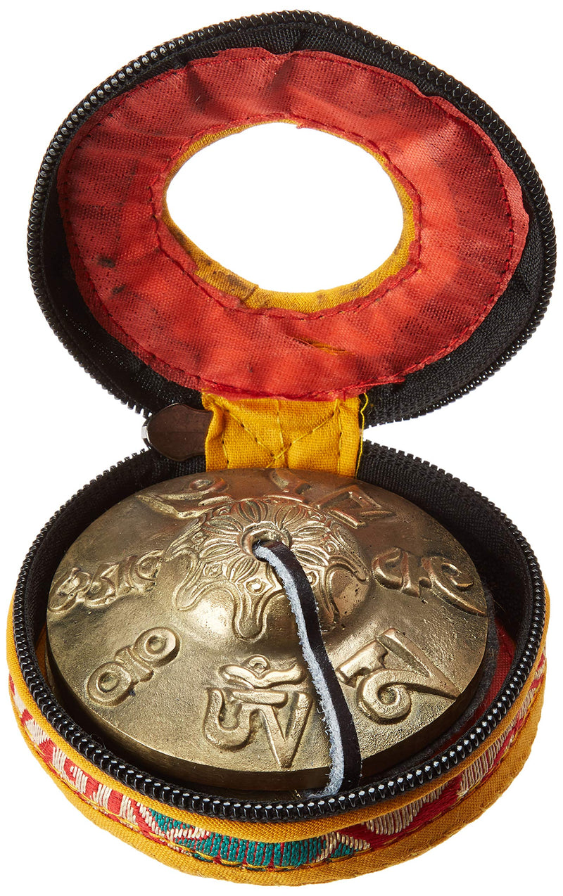 Tibetan Tingsha Cymbals ~2.75 inches-"Om Mane Padme Hum" Symbols Embossed~Hand Tuned Meditation Tibetan Bell ~ Traditional Percussion Instrument for folk devotional music~Handmade in Nepal