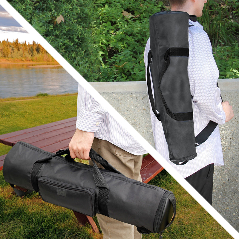 USA Gear Padded Tripod Case Bag - Holds Tripods from 21 to 35 inches - Adjustable Size Extension, Storage Pocket and Shoulder Strap for Professional Camera Accessories and Photo Carrying Needs (Black) Black