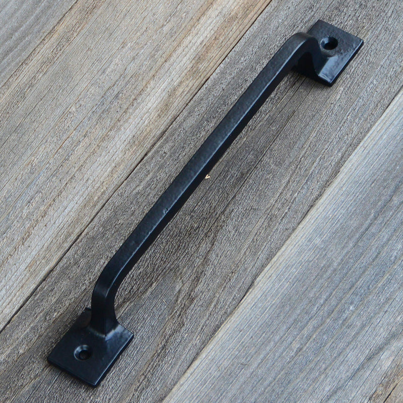 Black Cast Iron Pull Handles 9 inch (Squared Base, Set of 2) - Cabinet Door Handles, Gate Handle Pull, Barn Door Hardware, Grab Handles