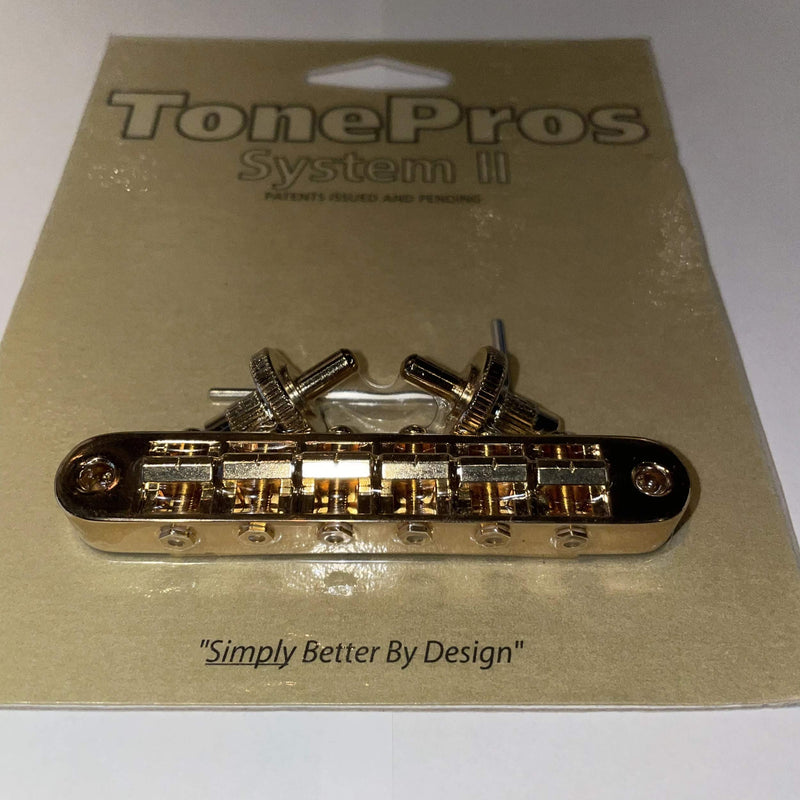 TonePros Locking Tune-o-matic (small posts) Notched Saddles Gold