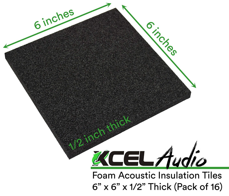 [AUSTRALIA] - XCEL - Acoustic Insulation Studio Pads, Pack of 16, Size 6 Inch x 6 Inch x 1/2 Inch 