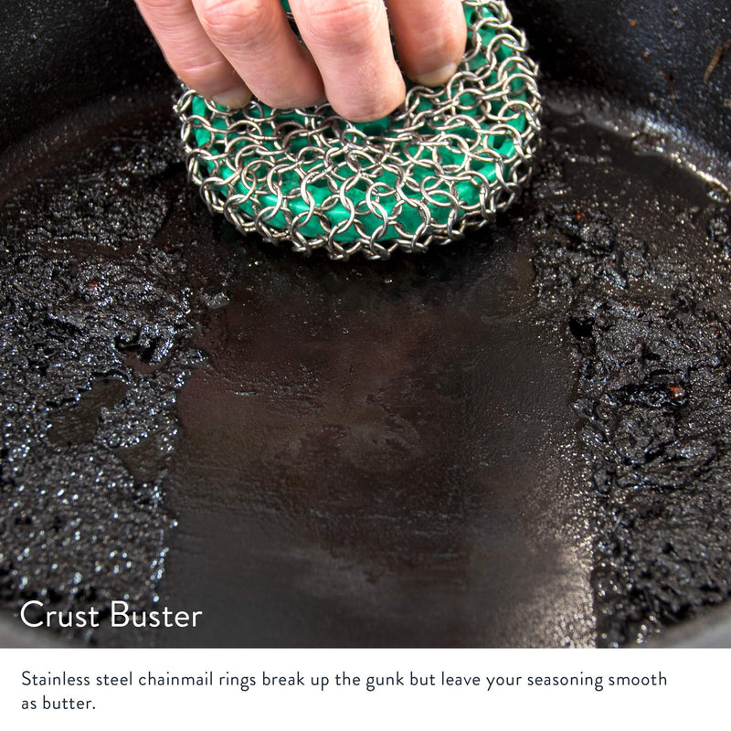 Greater Goods Chainmail Scrubber | Clean the Cast Iron Like a Pro without Losing Seasoning | Dishwasher Safe and Easy on the Hands | Designed in St. Louis