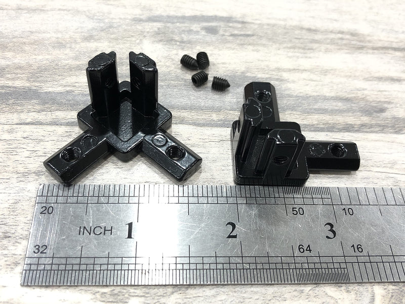 HONJIE 12Pcs 3-Way End Corner Bracket Connector for T Slot Aluminum Extrusion Profile 2020 Series with Screws,Black 2020 Series Black
