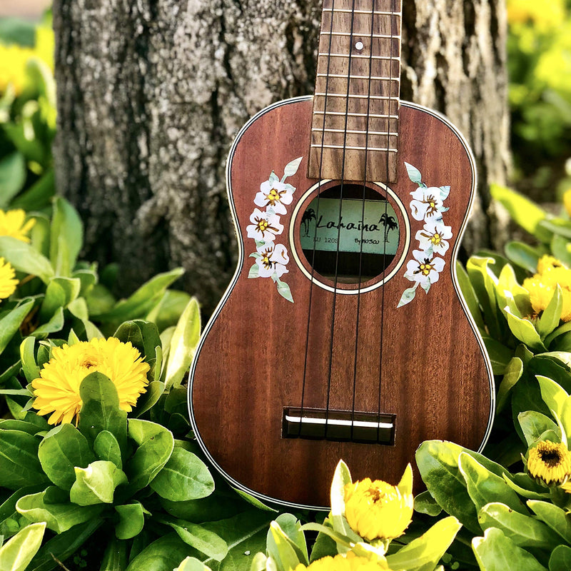 Inlay Sticker Decal for Ukuleles - Soundhole Rosette/Purfling - Hibiscus Flowers