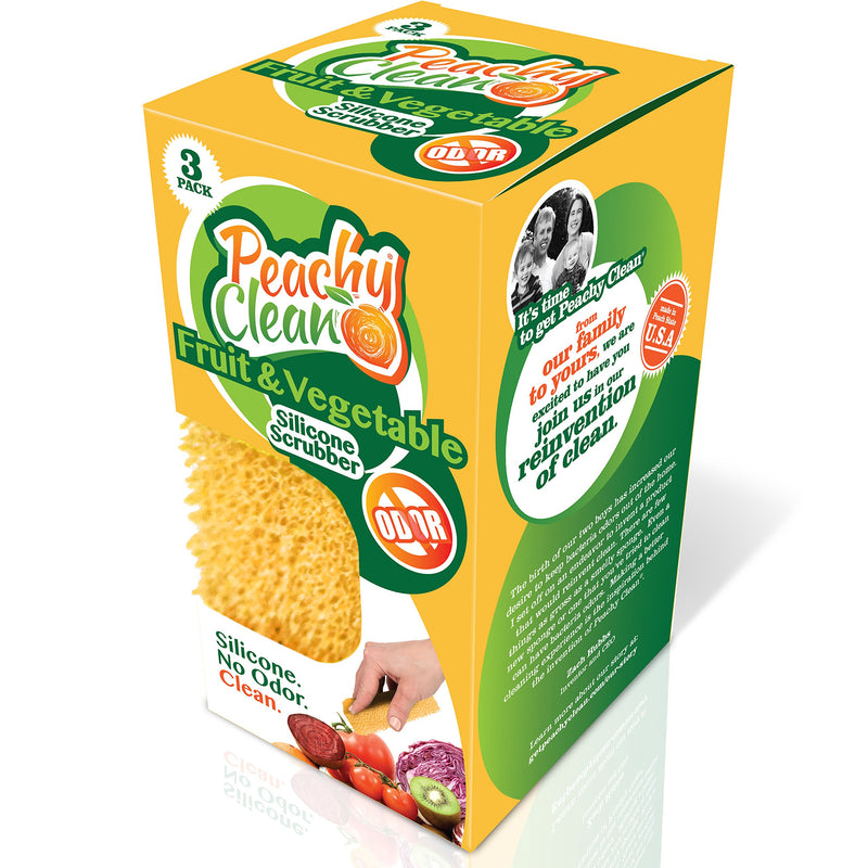 Peachy Clean Silicone Scrubber (Qty 3) - Fruit & Vegetable Scrubber