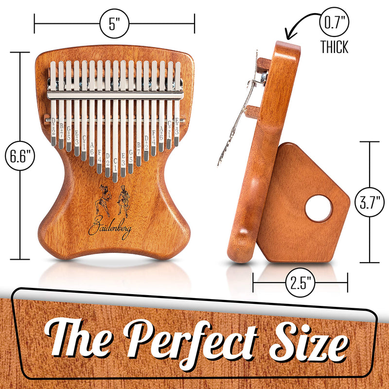 ZAIDENBERG Kalimba 17 Keys Thumb Piano With Ergonomic Design and Exclusive Magnetic Stand, Authentic African Mbira Made of Quality Solid Mahogany Wood, An Extraordinary Musical Instrument.