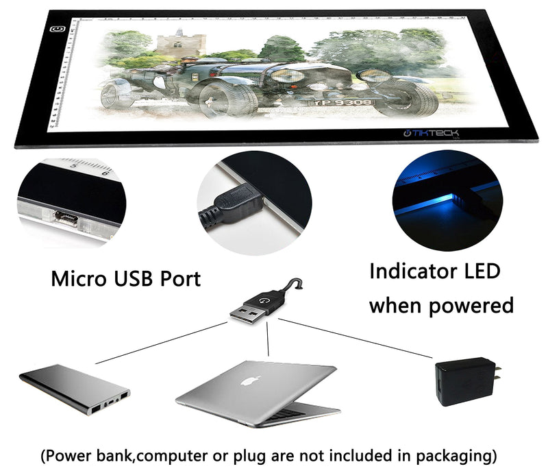 A4 Ultra-thin Portable LED Light Box Tracer USB Power Cable Dimmable Brightness LED Artcraft Tracing Light Pad for Artists Drawing Sketching Animation Stencilling X-rayViewing Black A4