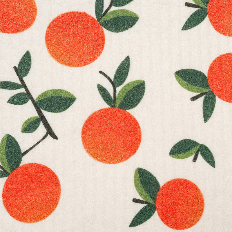 GMIcréatifs Swedish Dishcloths 4 Pack, 2 Lemons & 2 Oranges Print, Eco Friendly, Reusable Kitchen Cleaning Cloth, Machine Washable, Each 7.87”x6.88.