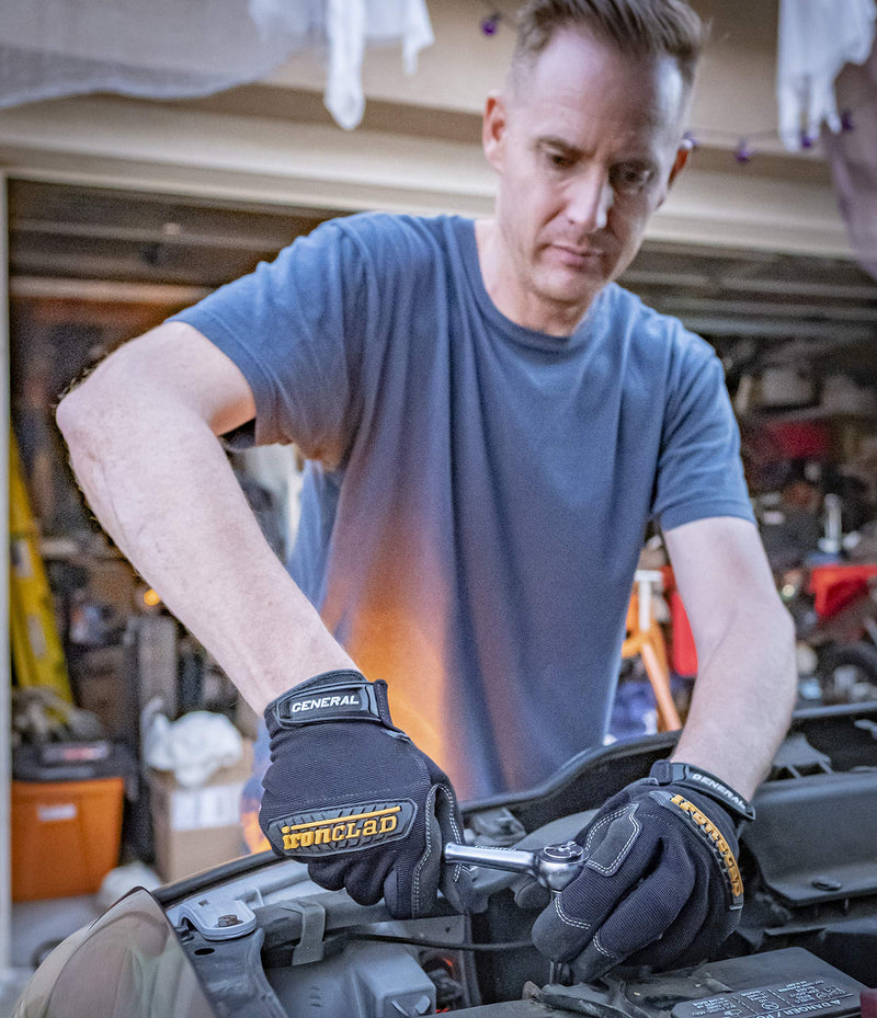 Ironclad General Utility Work Gloves GUG, All-Purpose, Performance Fit, Durable, Machine Washable, (1 Pair), Extra Small - GUG-01-XS , Black
