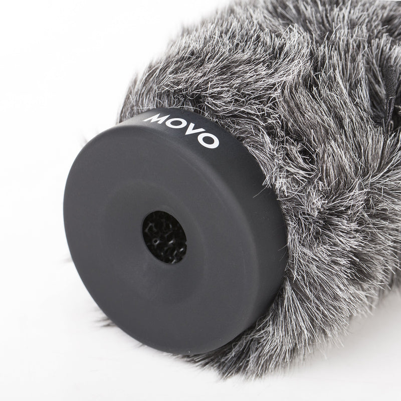 Movo WS-G60 Furry Rigid Windscreen for Microphones 18-23mm in Diameter and up to 3.1" (8cm) Long - Dark Gray 3.1"