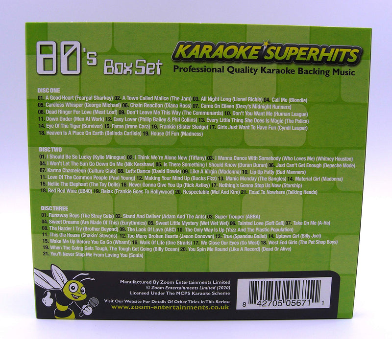 Zoom Karaoke CD+G - 80s Superhits 1 - Triple CD+G Karaoke Pack