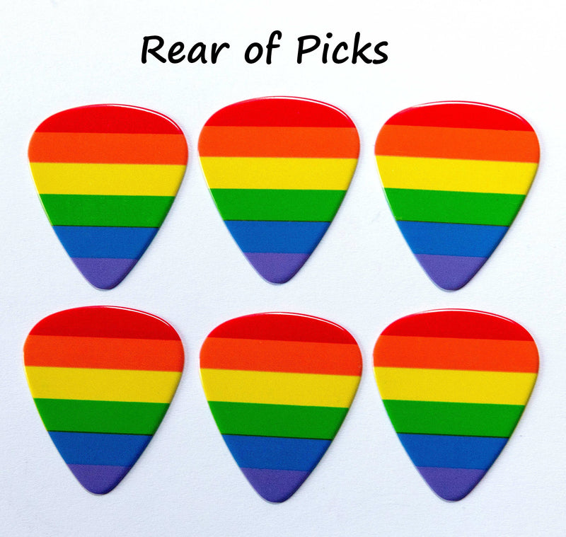 6 Pride Rainbow Guitar Picks With Leather Plectrum Holder Keyring