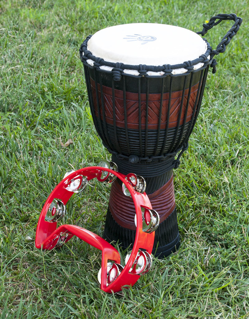 X8 Drums X8-TAMB-CR-RD Crescent Tambourine, Red, 16 Jingles
