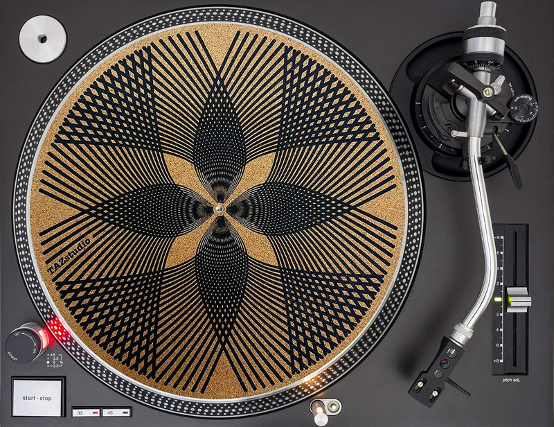 [AUSTRALIA] - Taz Studio: Premium Turntable Slipmat Proves Sound Quality with Better Grip - Psychedelic Art- Specially Designed Cork Geometric Grid Art 