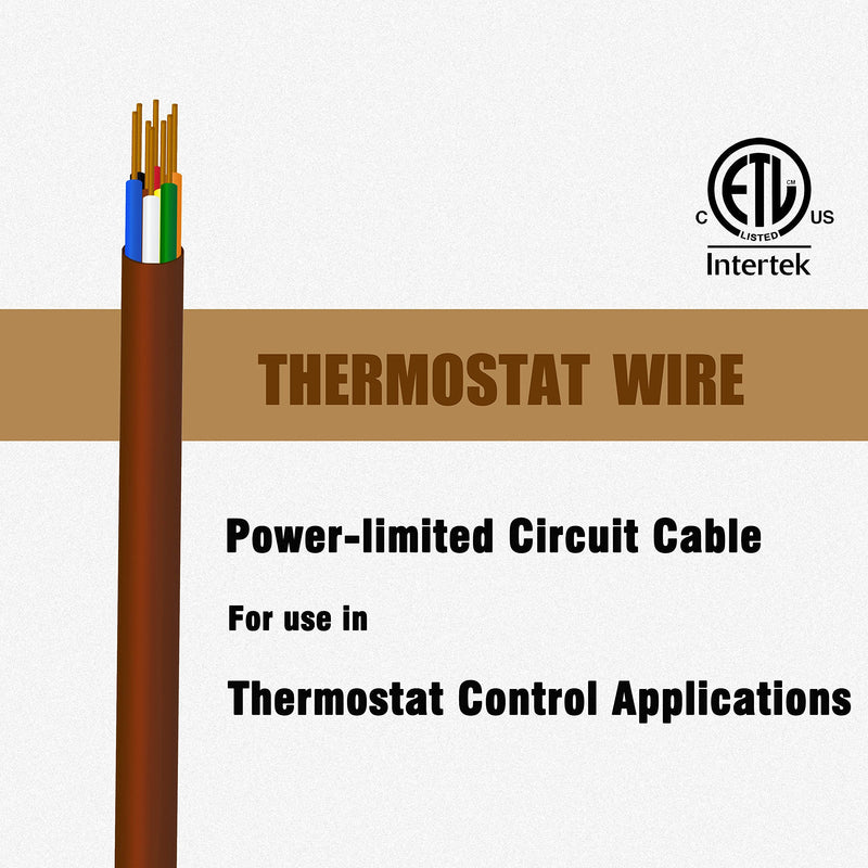 Cableague Thermostat Wire 18/8 18 Gauge 8 Conductor ETL 18-8 25 Feet Brown (18-8 Brown, 25Feet（7.5 Meter）) 18-8 Brown
