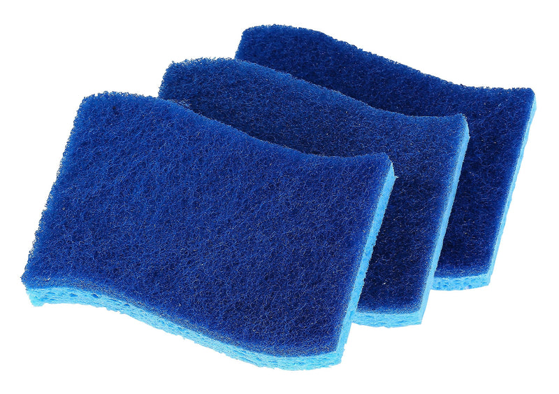 [AUSTRALIA] - Superio Non-Scratch Cellulose Sponge Scrub (12-Pack) Heavy Duty Kitchen Sponges Scrubbers with Scouring Pad (Blue) Blue 