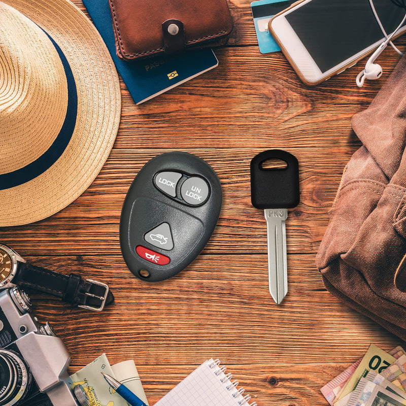 Keyless2Go Replacement for Keyless Entry Car Key Fob Vehicles That Use 4 Button L2C0007T 10335582-88 Remote, Self-Programming with New Uncut PK3 Transponder Ignition Car Key B97 1 pack