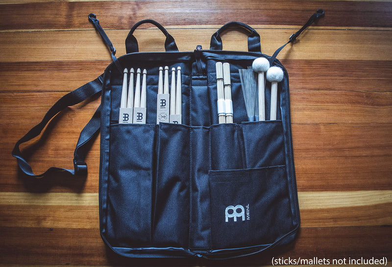 Meinl Percussion Drum Stick Bag with Extra Outside Pocket and Floor Tom Hooks – for Mallets, Brushes and Accessories, MSB-1