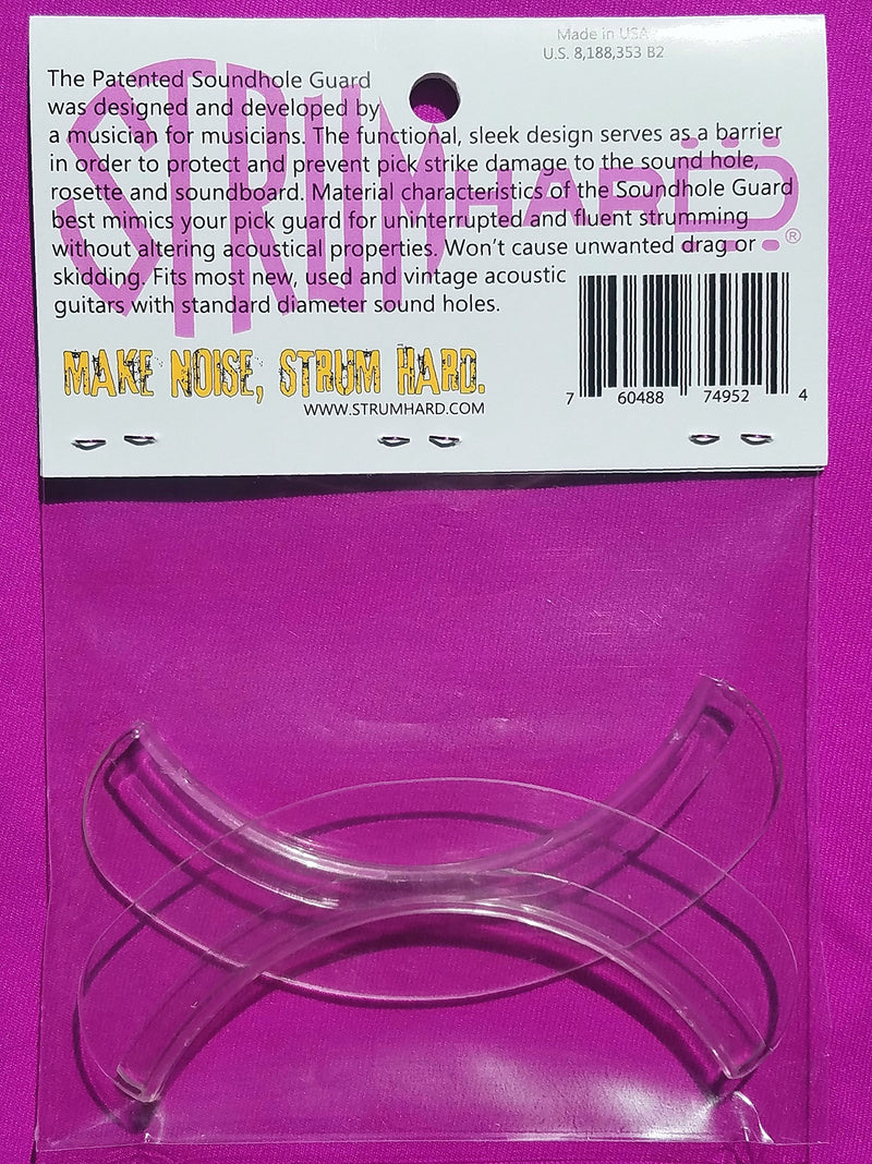 STRUMHARD GUITAR SOUNDHOLE GUARD/SOUNDHOLE PICK STRIKE PROTECTOR/DEFLECTOR (CRYSTAL CLEAR)