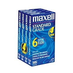 Maxell STD-T-120 4 Pack VHS Tapes 1-Pack